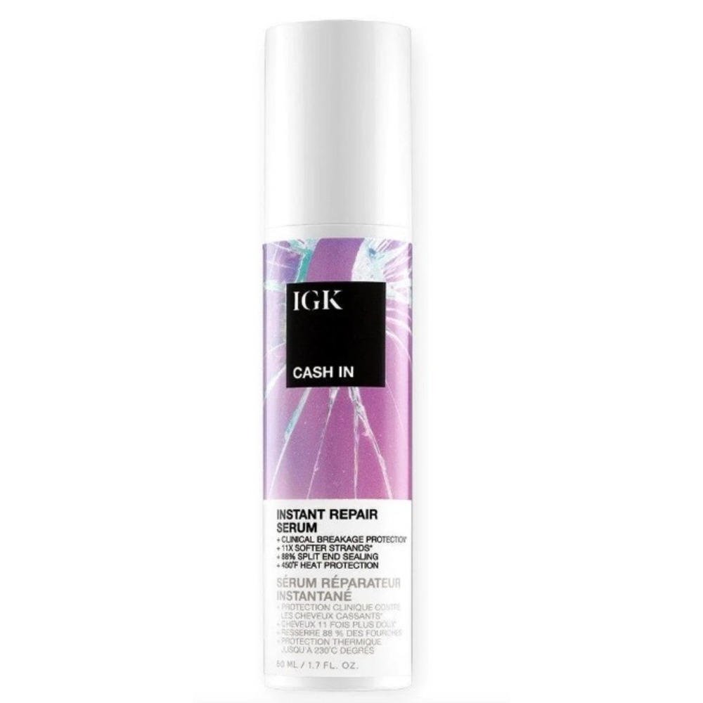 IGK Cash In Instant Repair Serum 1.7 oz Bond Building Vegan Silk Heat Protection